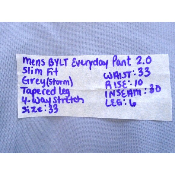 BYLT Men's Size 33 (33x30) Everyday Pant 2.0 Slim Fit Chino Gray Stretch - Picture 4 of 12